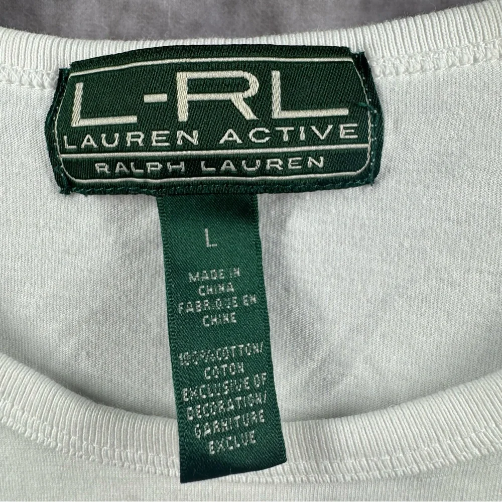 Lauren Active Ralph Lauren Women’s White Short Sleeve Tee with Embossed Design - Picture 4 of 12